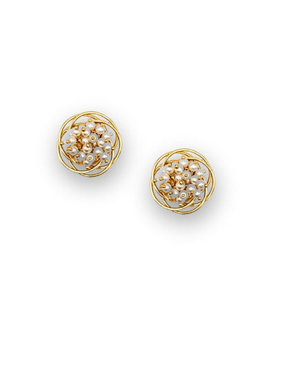 Viana Jewels Gul Brass Stud Earrings for Women 18K Gold Plated Handmade
