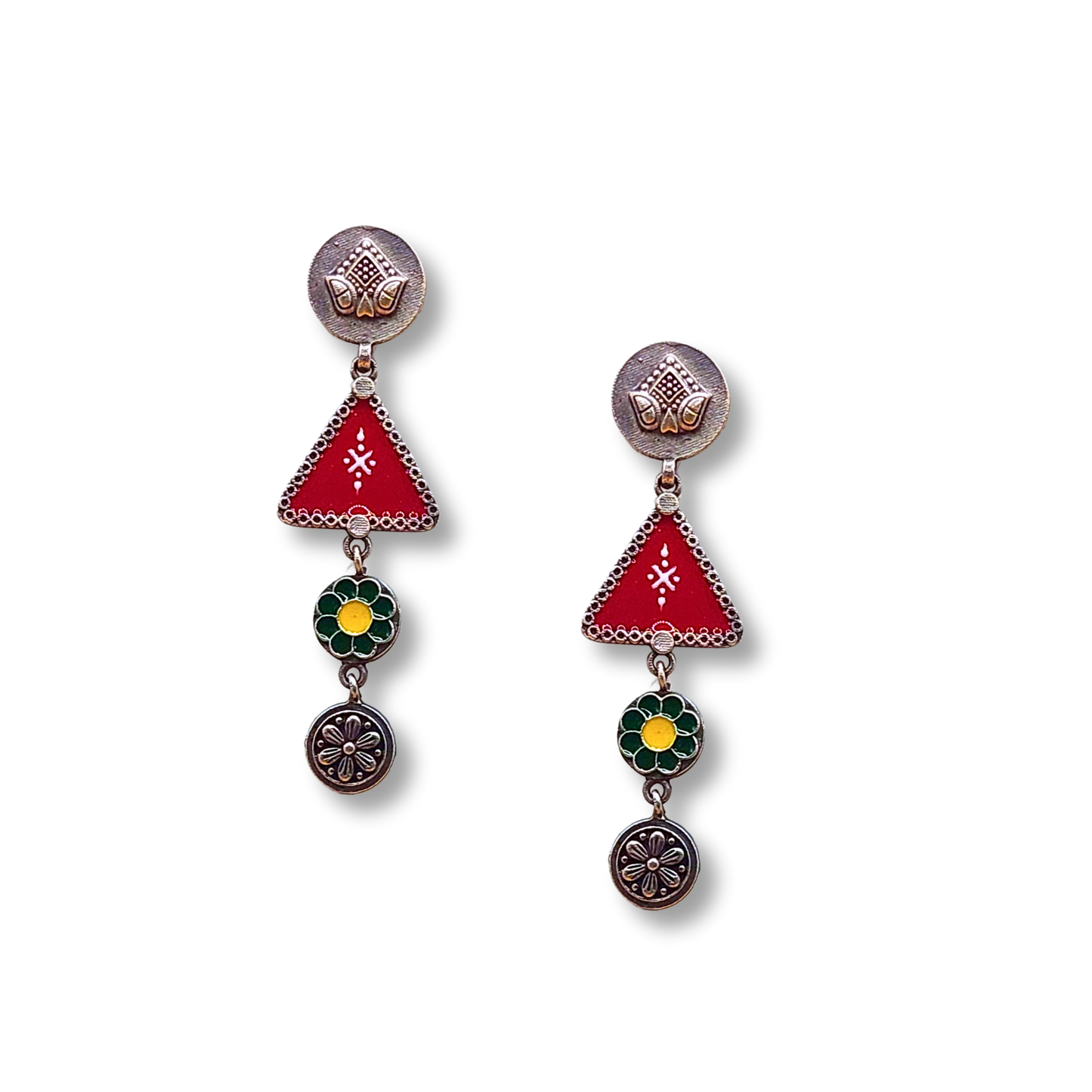 Leela Silver Meenakari Earrings