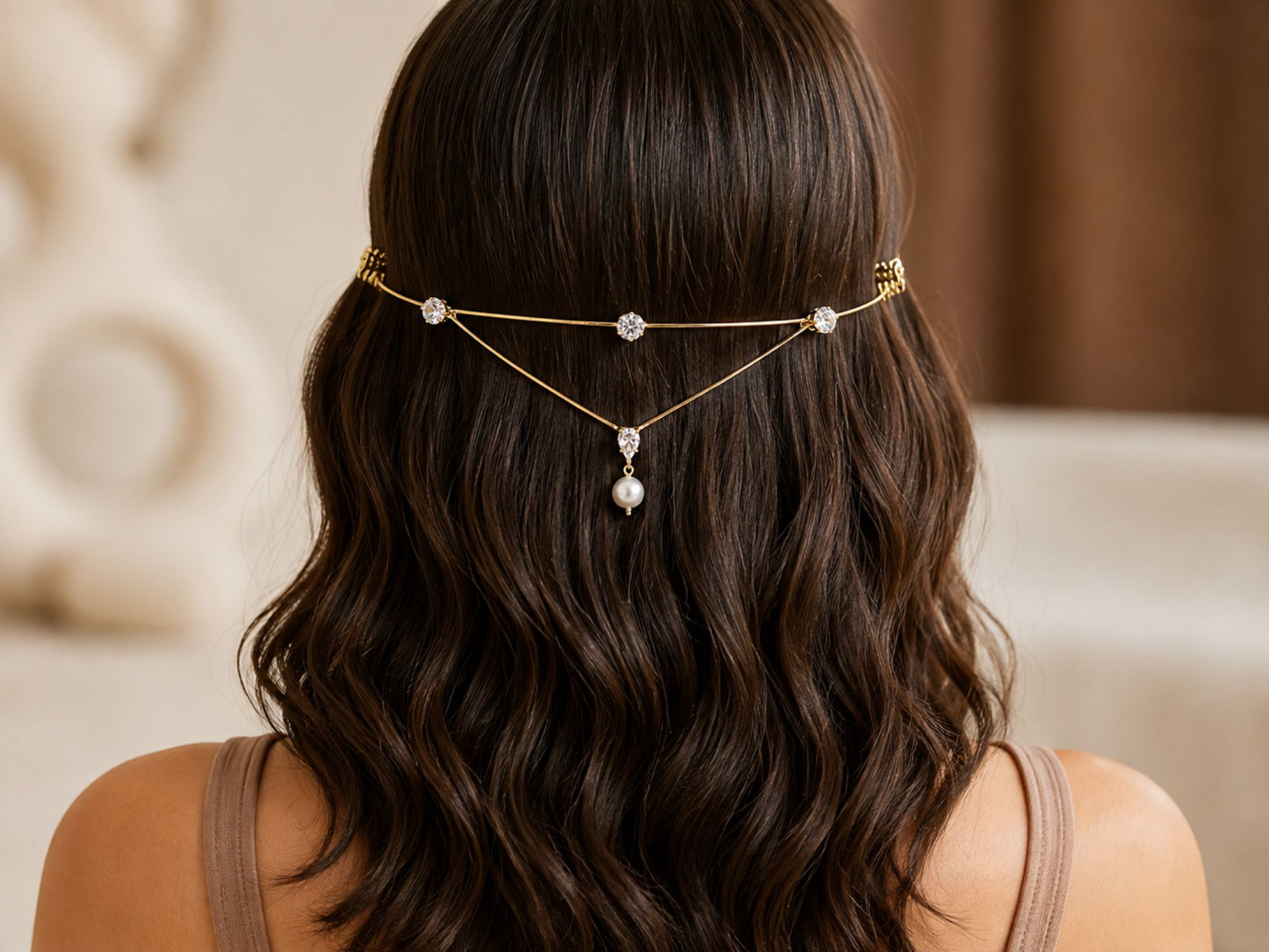 VIANA JEWELS Premiere Tiara Bridal Low Back Hair Crown For Women