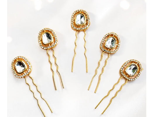 VIANA JEWELS Kesh Qala Kundan Bridal Hair Pin For Women