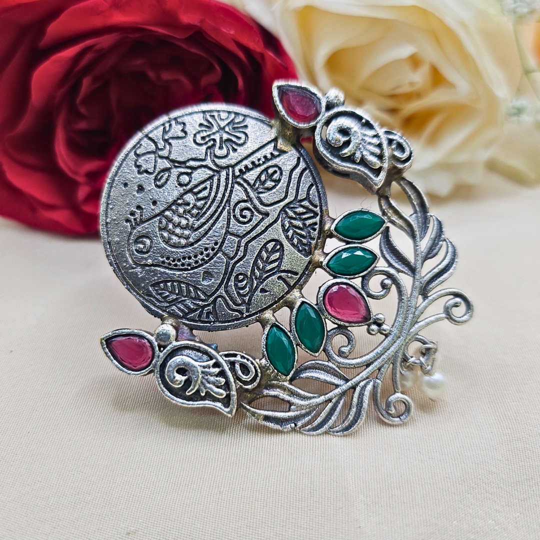 Regal Blossom Silver Ring