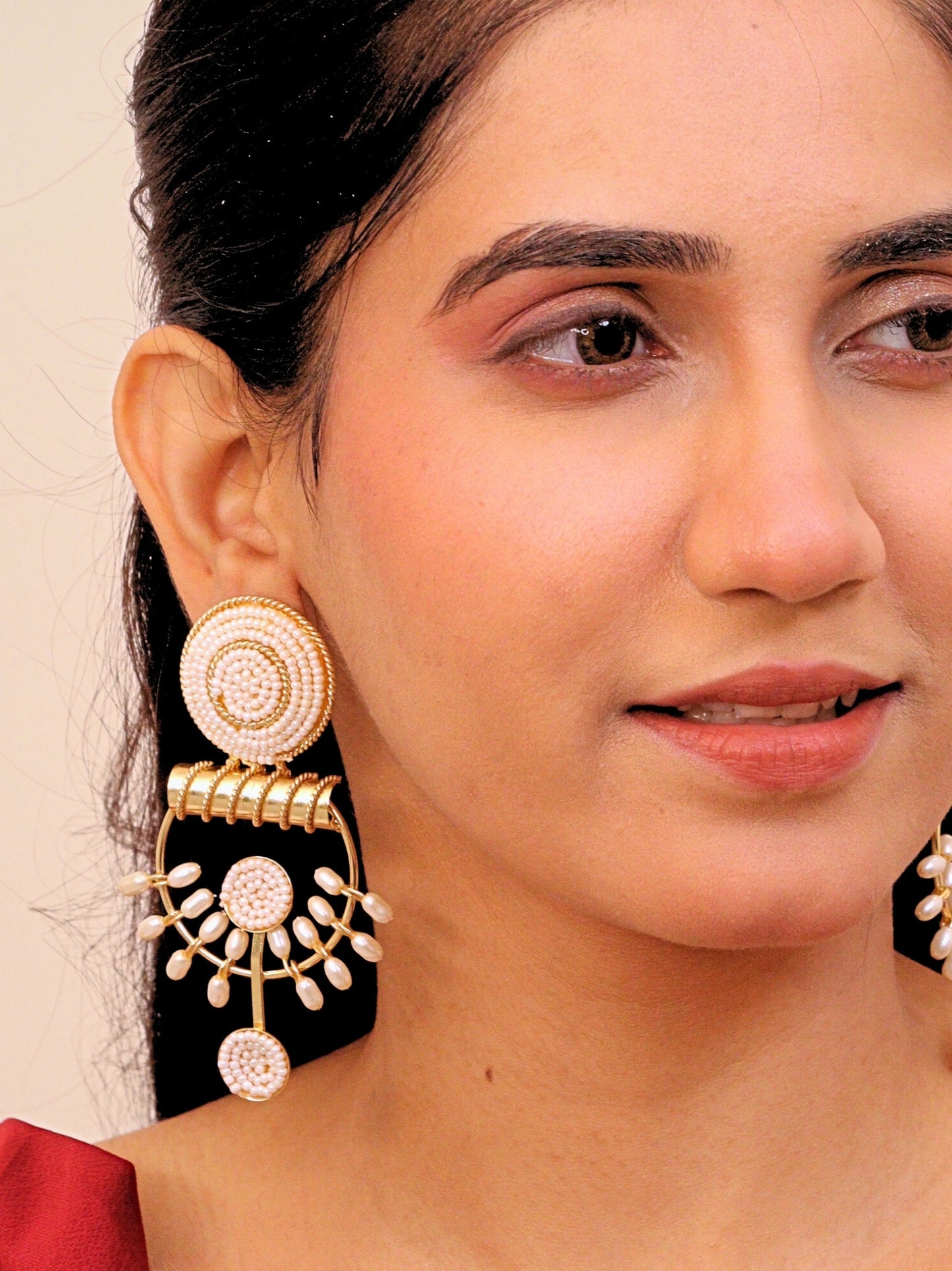 Viana Jewels Mehrum Brass Earrings for Women 18K Gold Plated Handmade