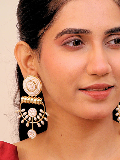 Viana Jewels Mehrum Brass Earrings for Women 18K Gold Plated Handmade