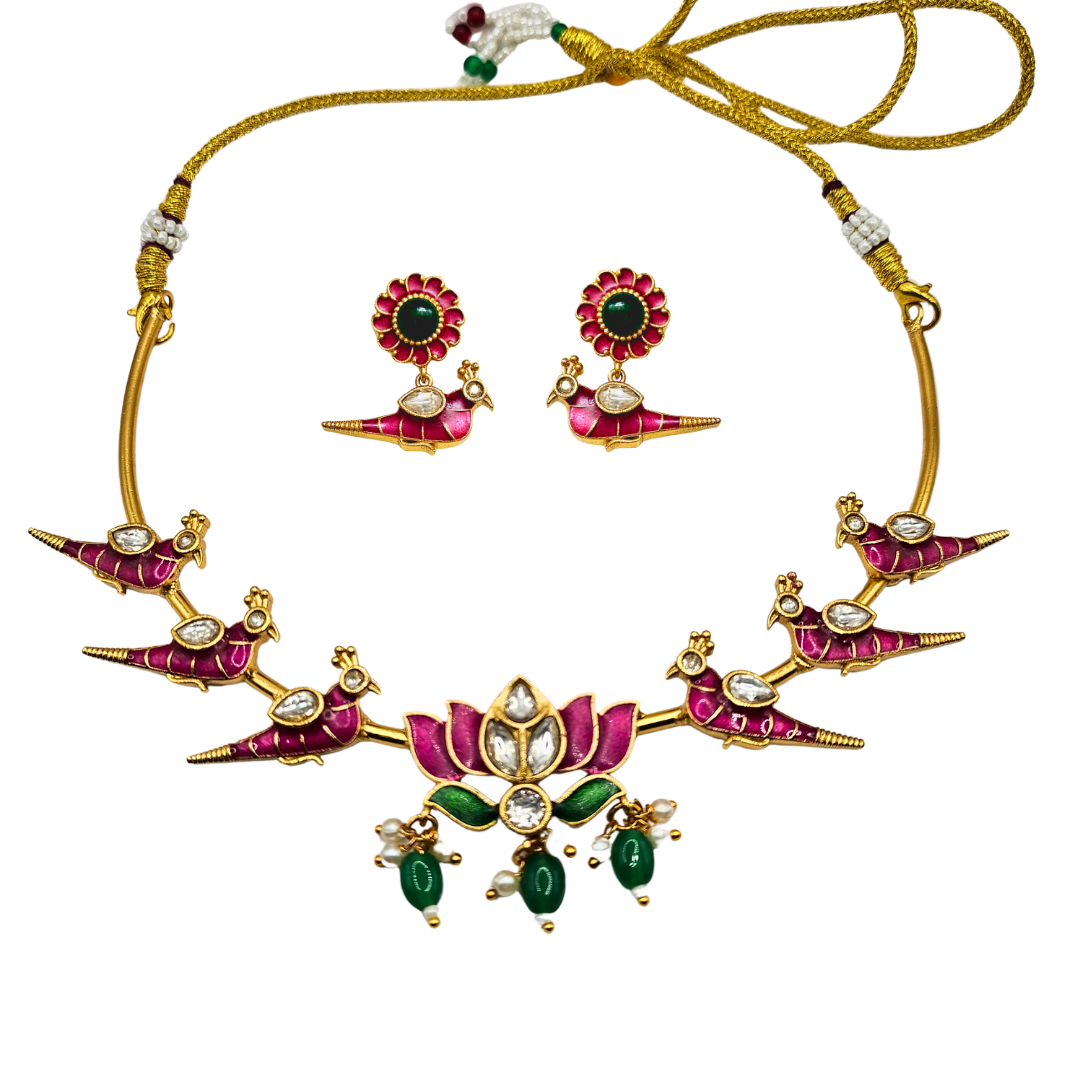 Lotus  Meenakari Hasli Choker