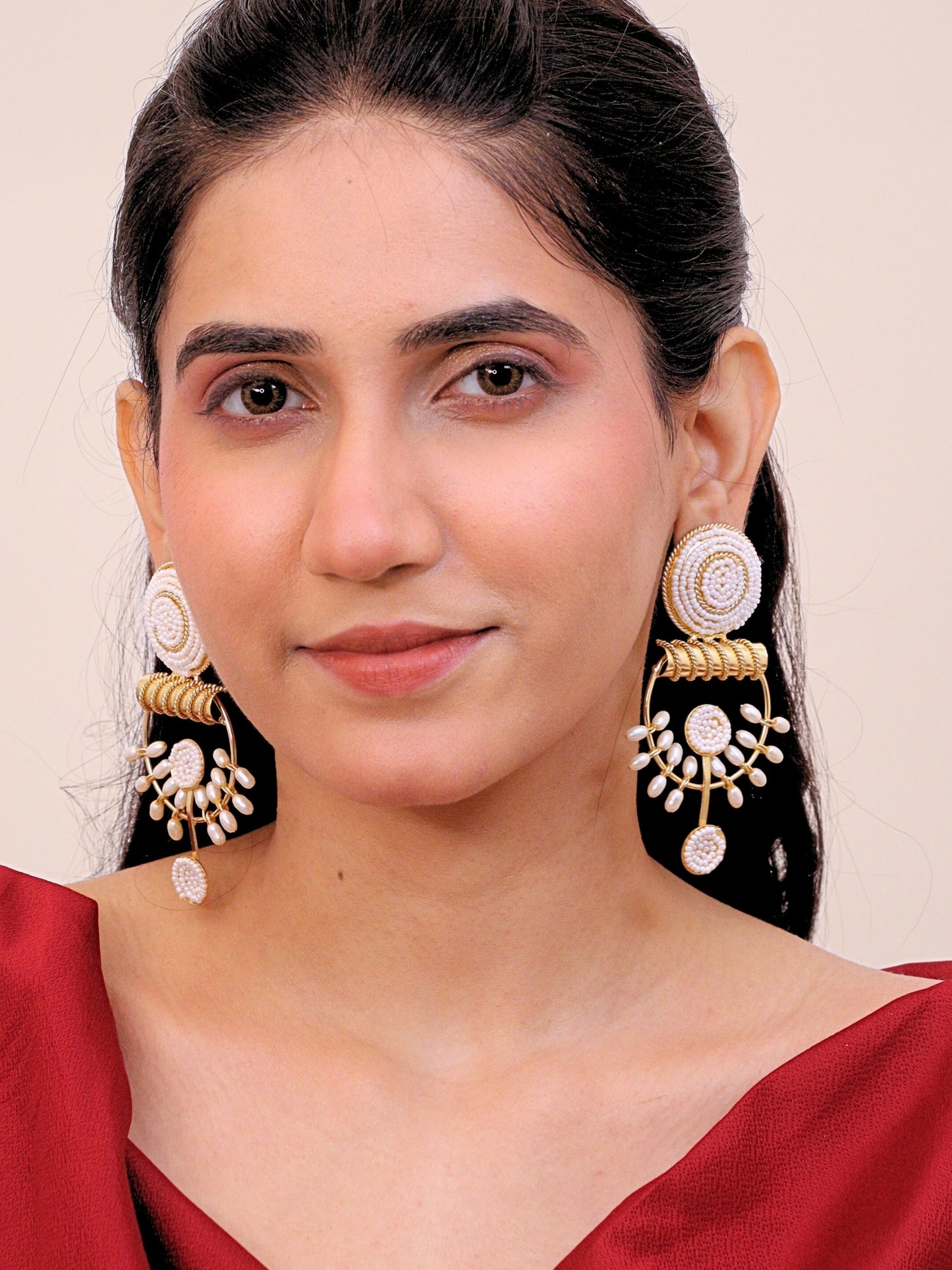 Viana Jewels Mehrum Brass Earrings for Women 18K Gold Plated Handmade