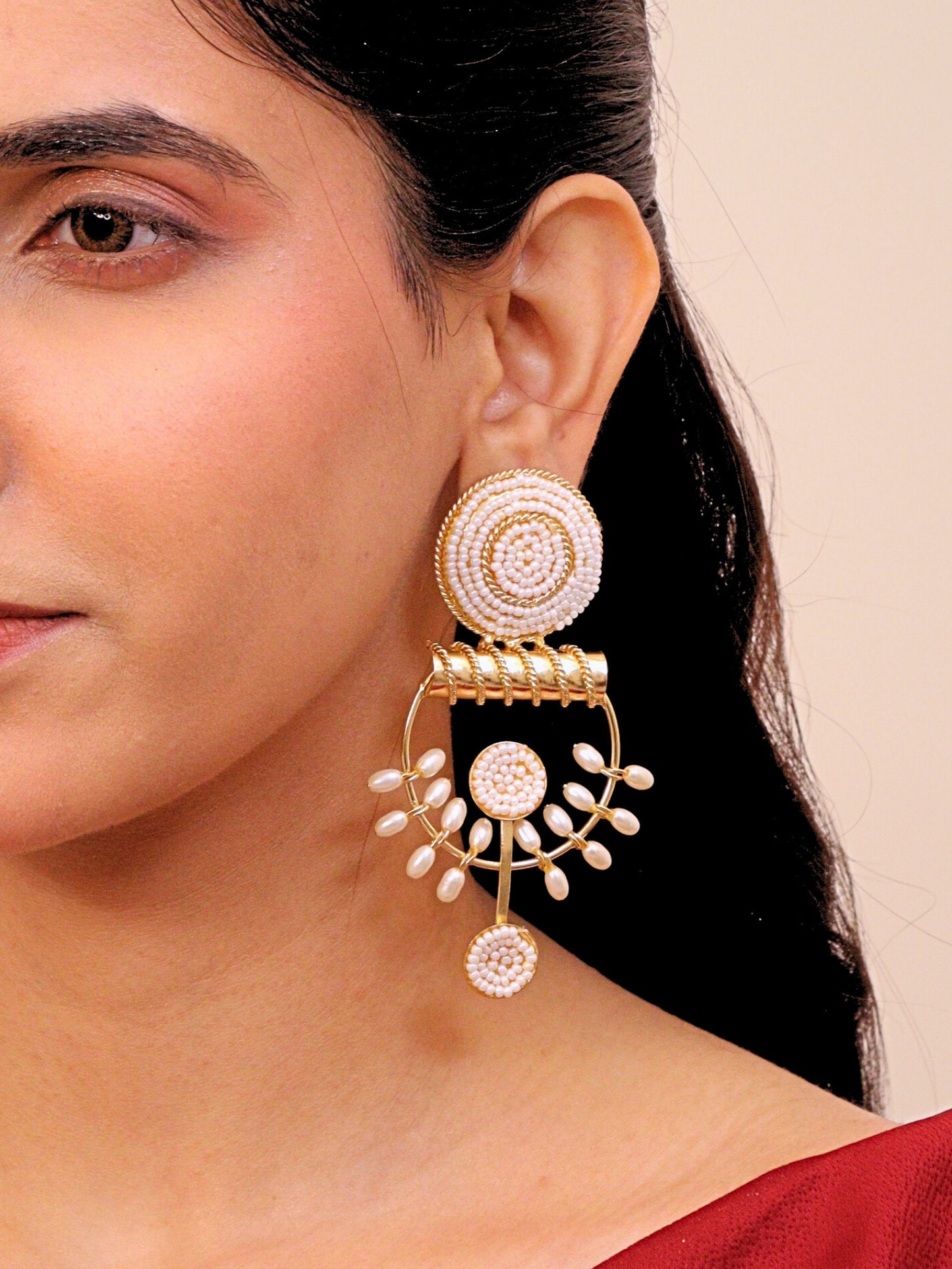 Viana Jewels Mehrum Brass Earrings for Women 18K Gold Plated Handmade