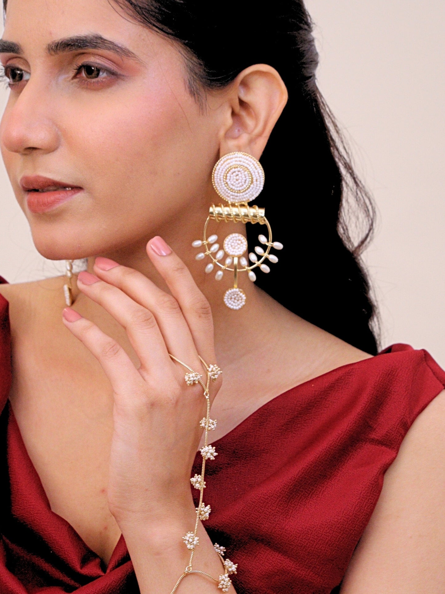 Viana Jewels Mehrum Brass Earrings for Women 18K Gold Plated Handmade