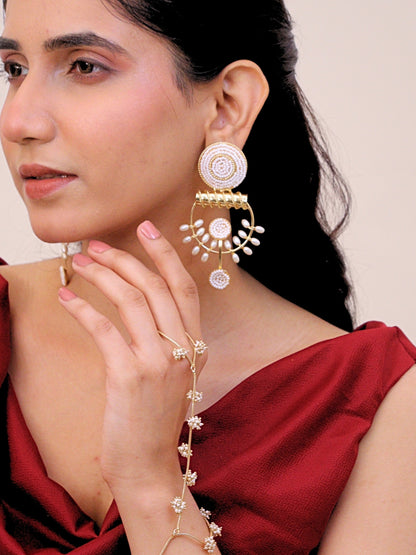 Viana Jewels Mehrum Brass Earrings for Women 18K Gold Plated Handmade