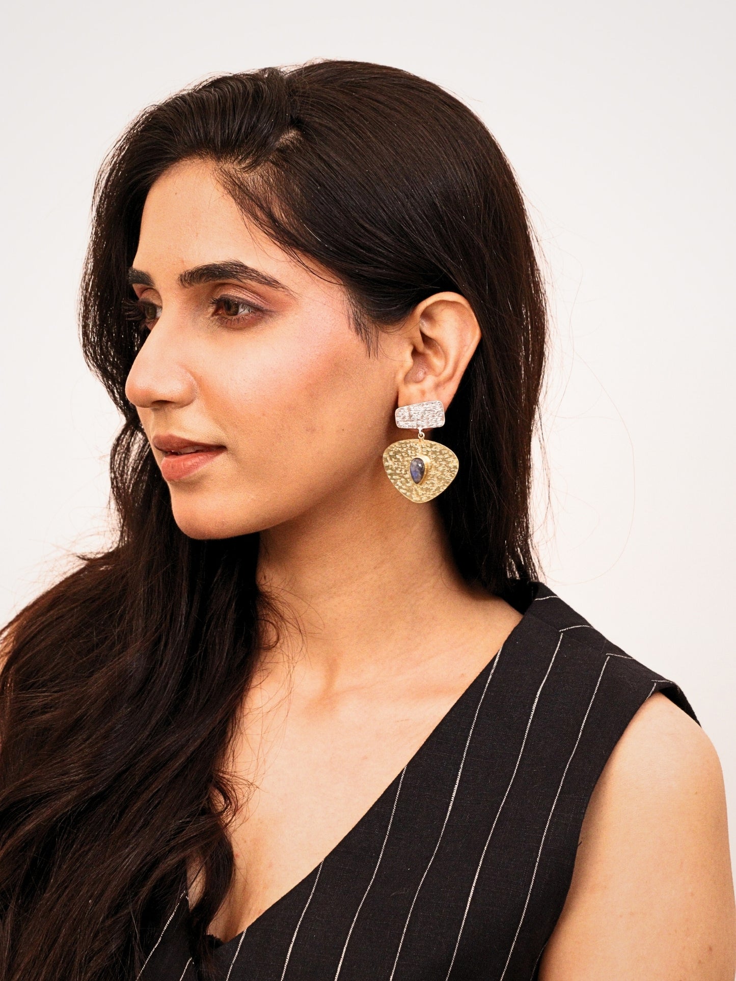 Viana Jewels Kanak Dual Tone Brass Earrings for Women 18K Gold Plated Handmade