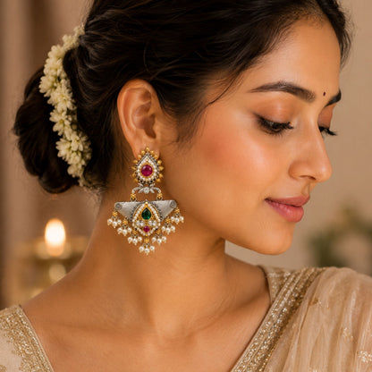 Viana Jewels Yamini Royal Pachi Kundan Earrings