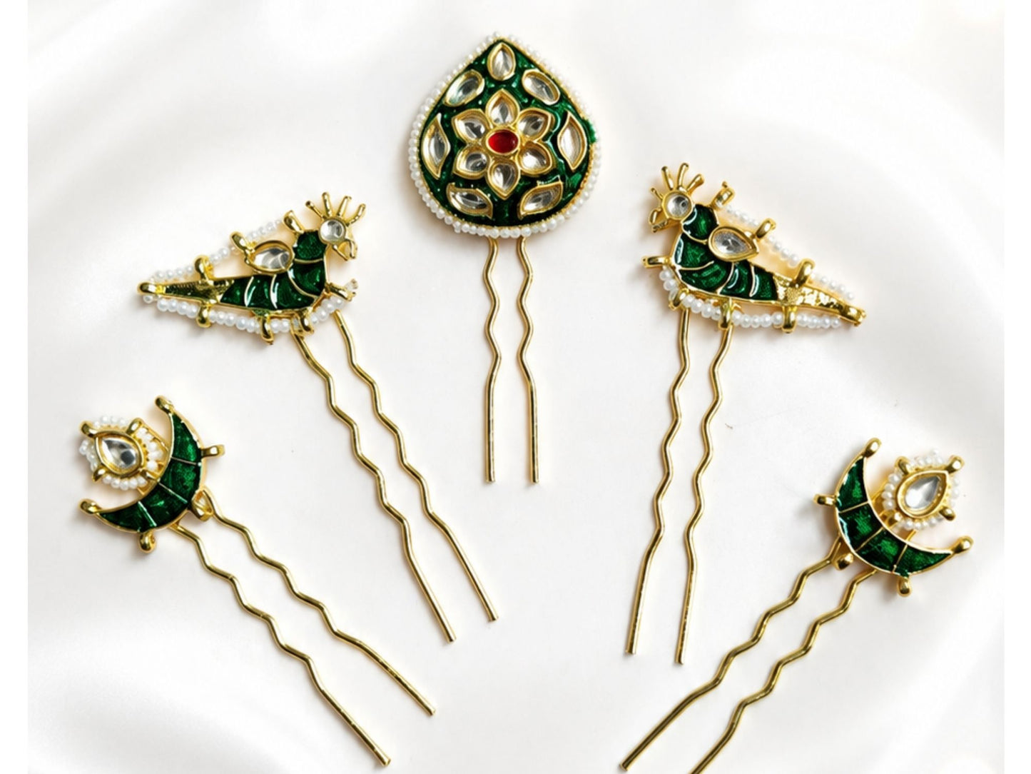 VIANA JEWELS Kesh Qala Peacock Bridal Hair Pin For Women