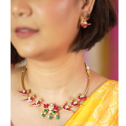 Lotus  Meenakari Hasli Choker