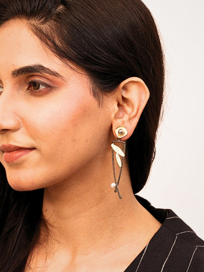 Viana Jewels Aadrika Black Polish Brass Earrings for Women Handmade