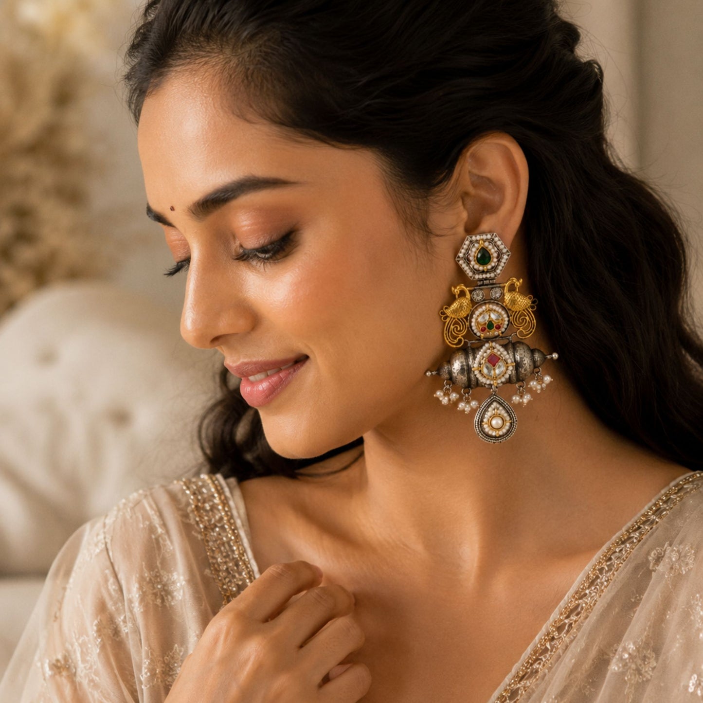Viana Jewels Vaidehi Bridal Pachi Kundan Earrings