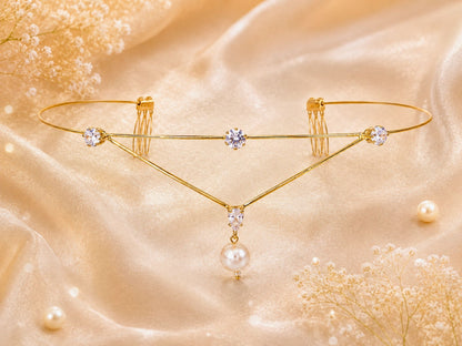 VIANA JEWELS Premiere Tiara Bridal Low Back Hair Crown For Women