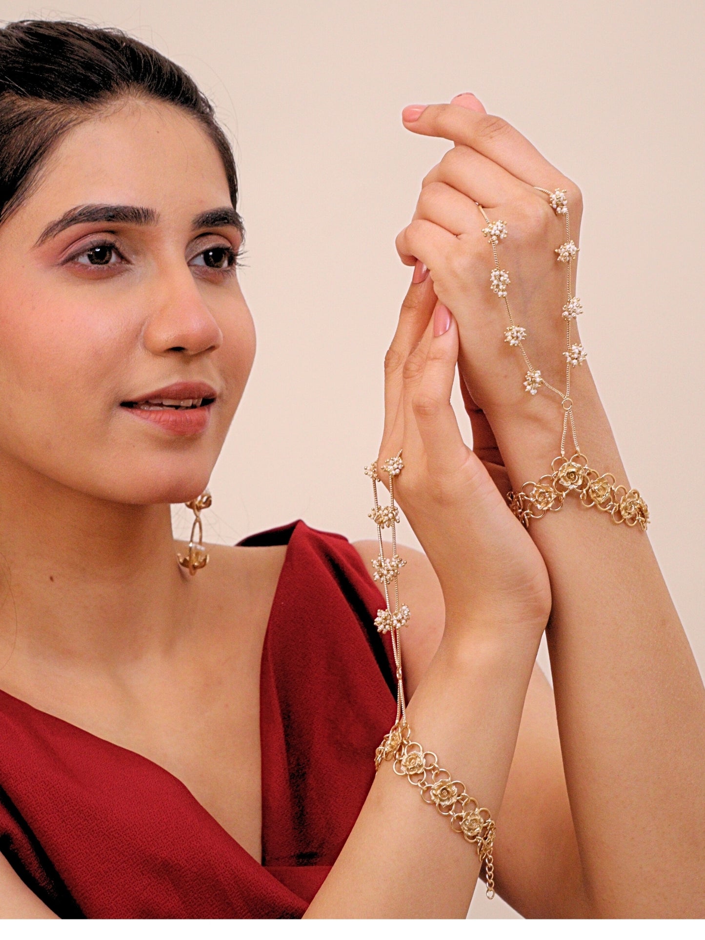 Viana Jewels Shehzaadi Hathphool for Women Brass 18K Gold Plated Handmade