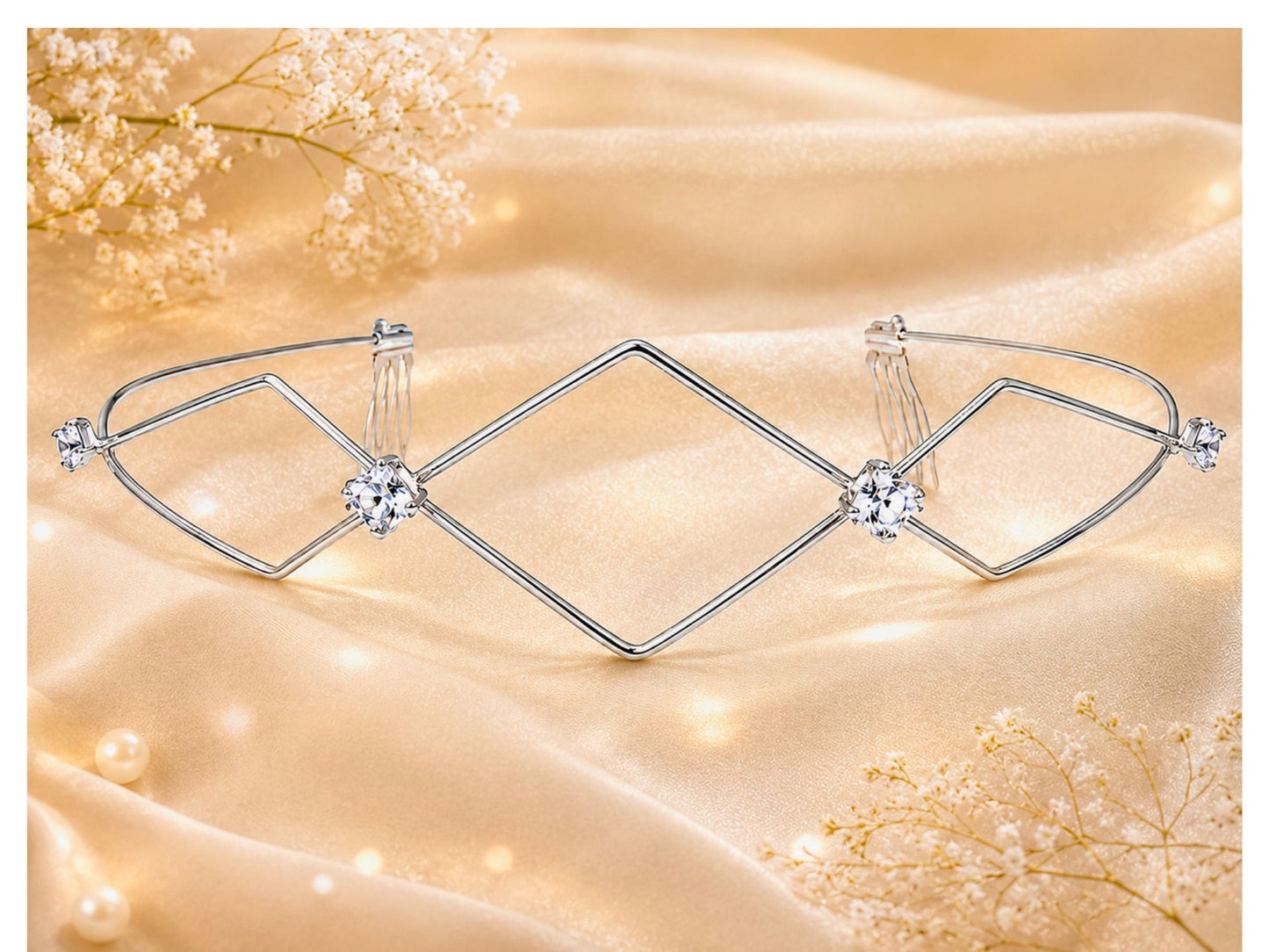 VIANA JEWELS Glimmer Tiara Radiant Bridal Back Crown For Women