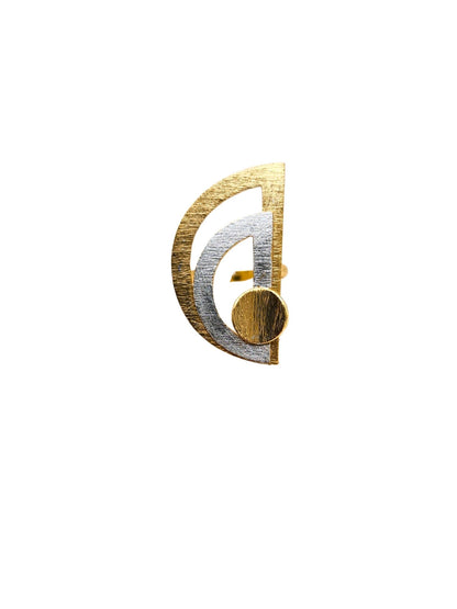 Viana Jewels Raya Dual Tone Adjustable Brass Ring 18K Gold Plated Handmade