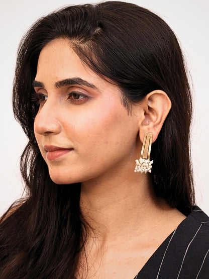 Viana Jewels Tapasya Brass & Pearl Earrings for Women 18K Gold Plated Handmade