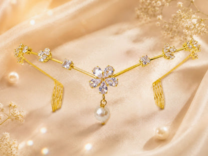 VIANA JEWELS Starlet Tiara Glam Back Hair Crown For Women