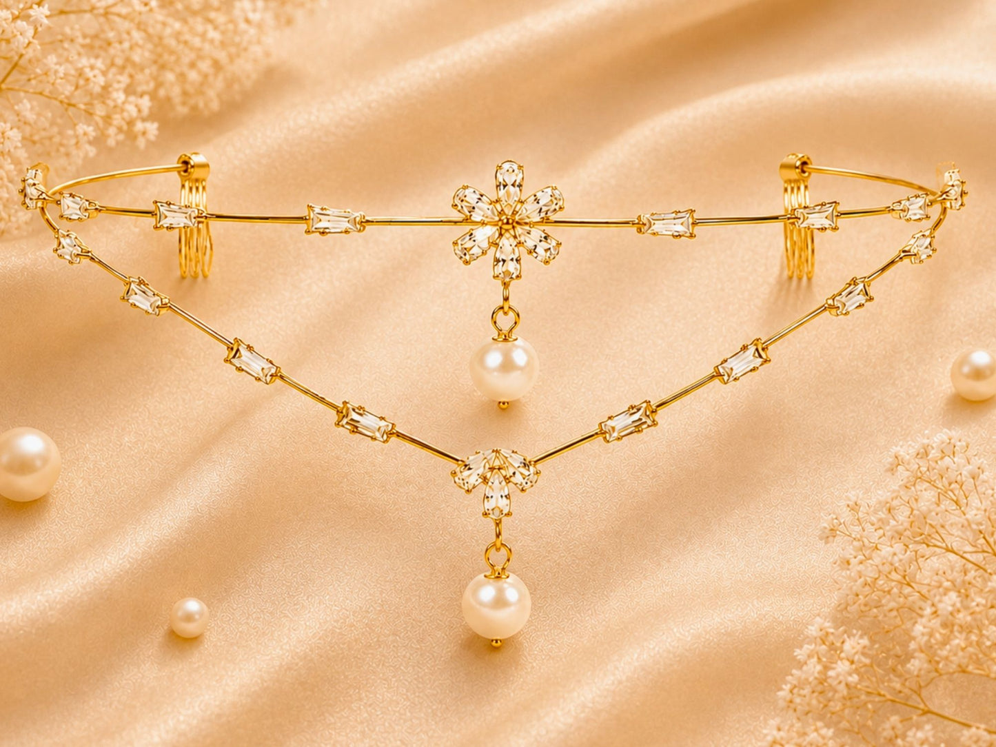 VIANA JEWELS Cameo Tiara Vintage Delicate Back Crown For Women