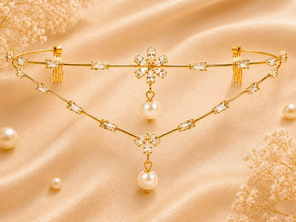 VIANA JEWELS Cameo Tiara Vintage Delicate Back Crown For Women