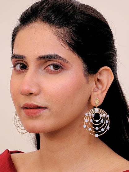 Viana Jewels Noorza Golden Brass Earrings for Women 18K Gold Plated Handmade