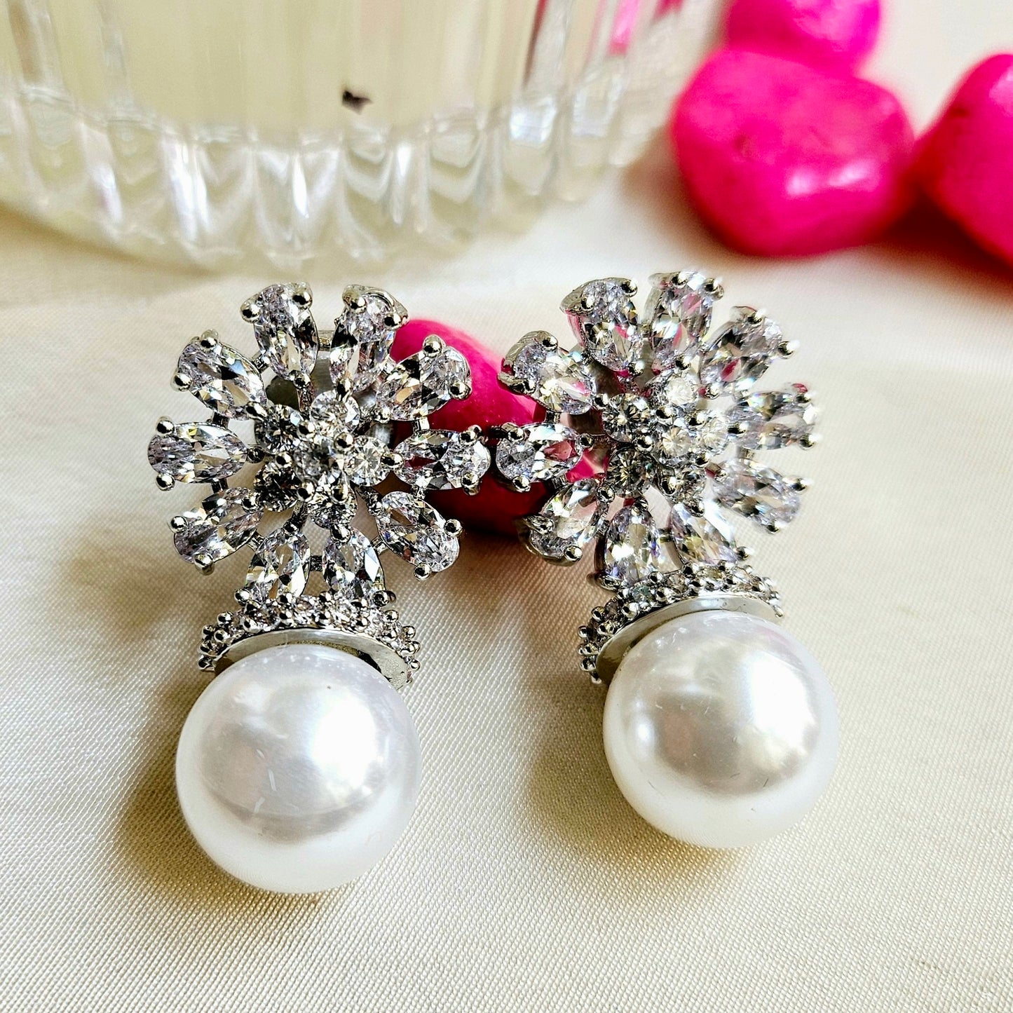 Fine Sterling Silver Pearl Drop Stud Earring