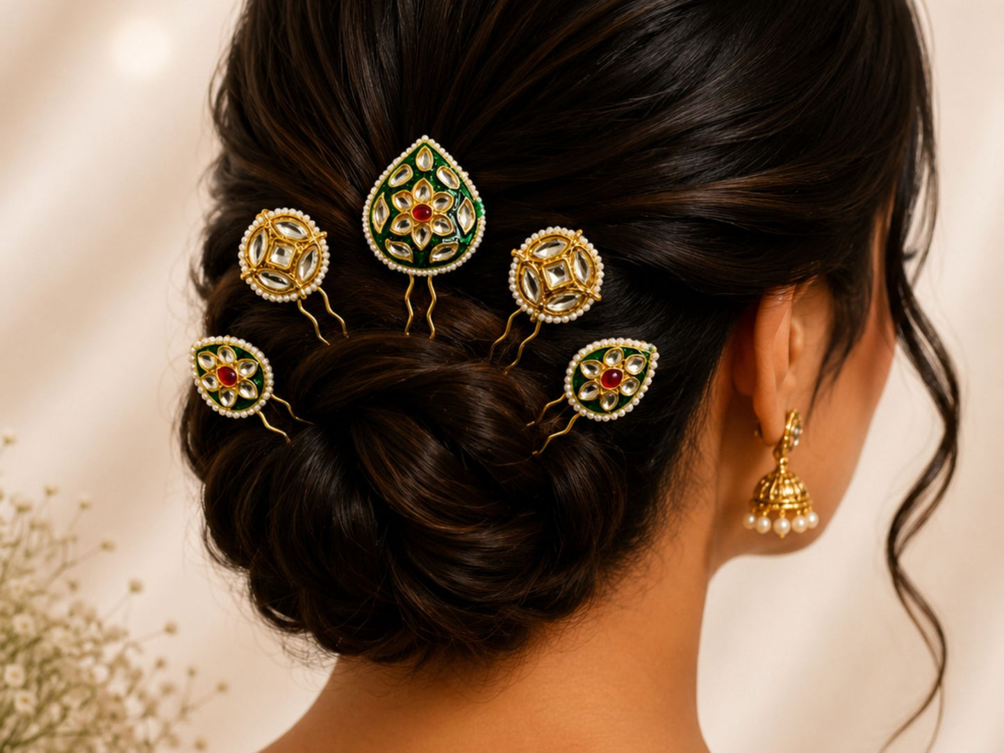 VIANA JEWELS Kesh Qala Bidri Heritage Hair Pin For Women