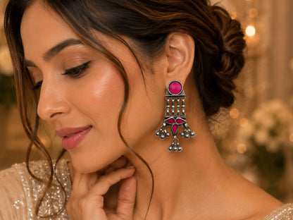 VIANA JEWELS Laila Mirror Bar-Drop Tassel Earrings