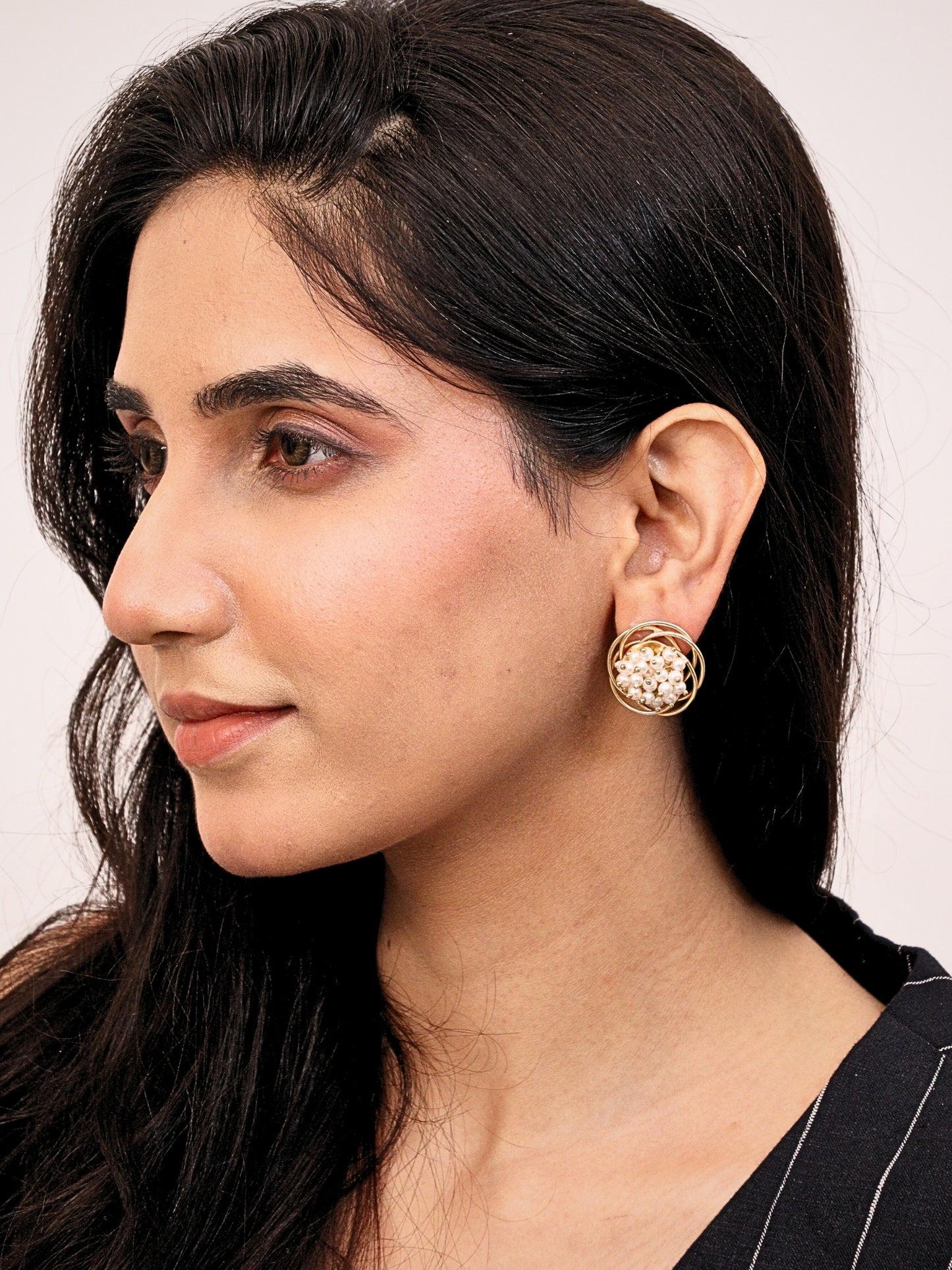 Viana Jewels Gul Brass Stud Earrings for Women 18K Gold Plated Handmade