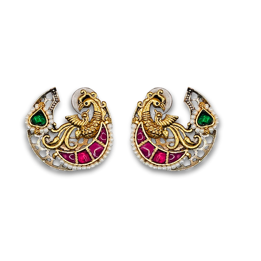 Pachi Peacock Navratri Studs