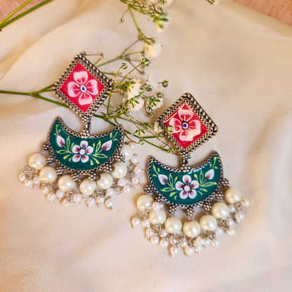 Mandira Silver Meenakari Chandballi