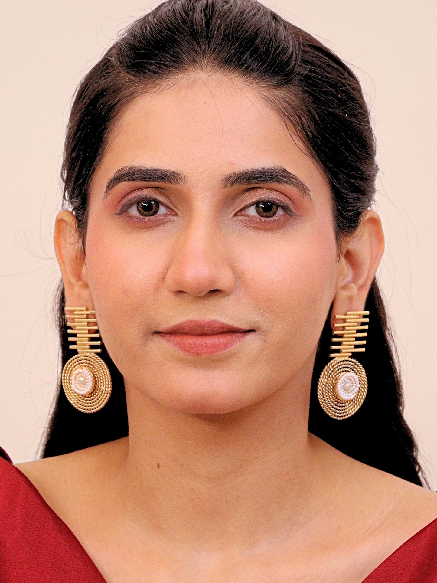 Viana Jewels Mahtabi Brass Earrings for Women 18K Gold Plated Handmade