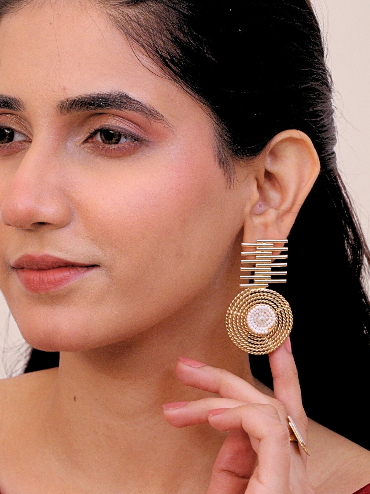 Viana Jewels Mahtabi Brass Earrings for Women 18K Gold Plated Handmade