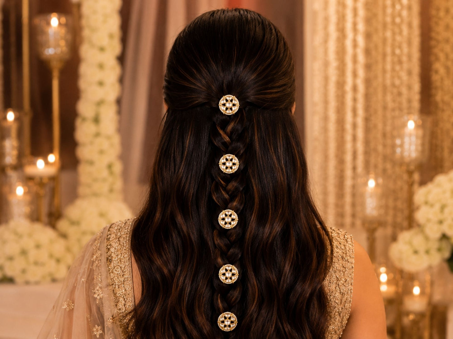 VIANA JEWELS Kesh Qala Jadau Bridal Hair Pin For Women