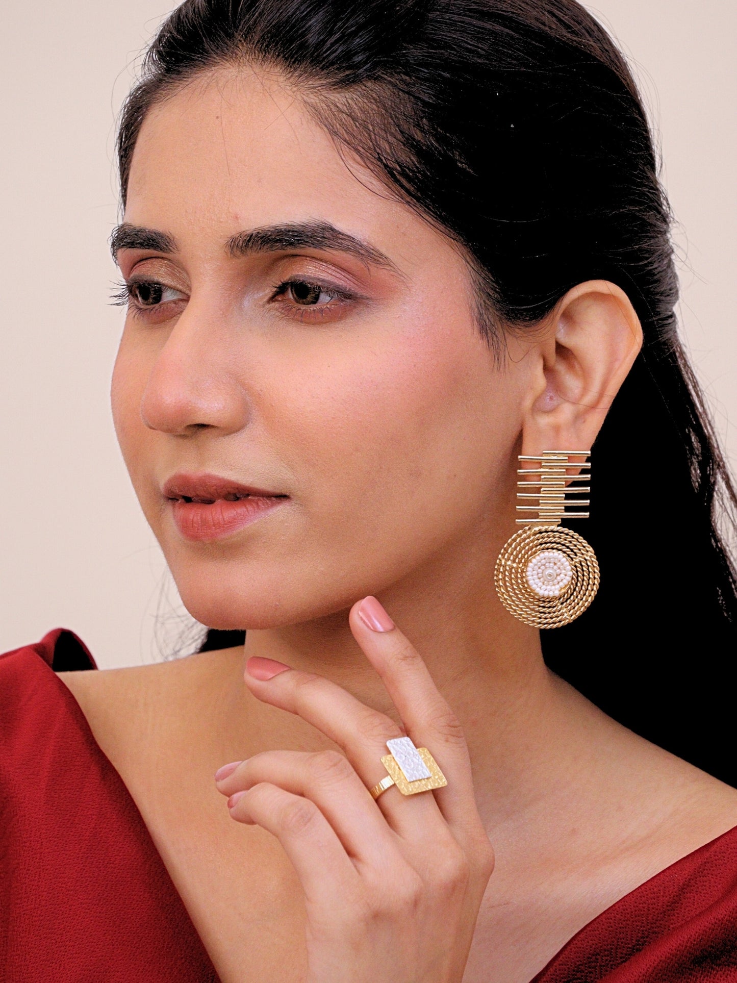 Viana Jewels Mahtabi Brass Earrings for Women 18K Gold Plated Handmade