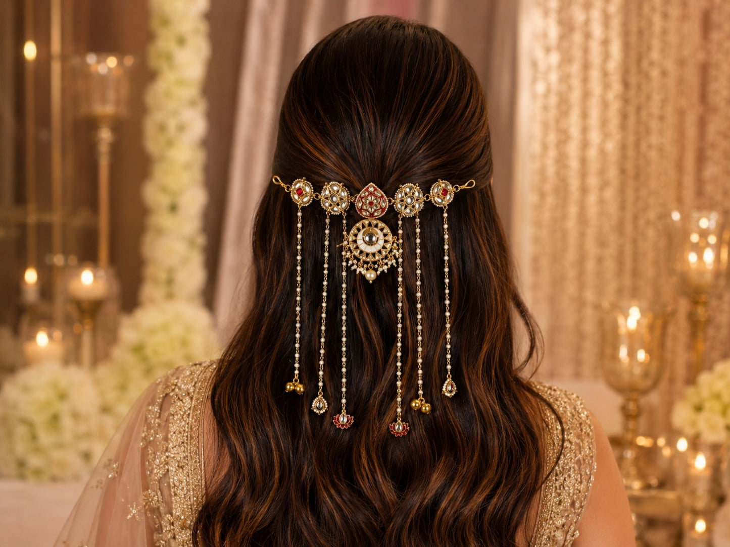 VIANA JEWELS Saundarya Pushpa Floral Hair Vine For Women