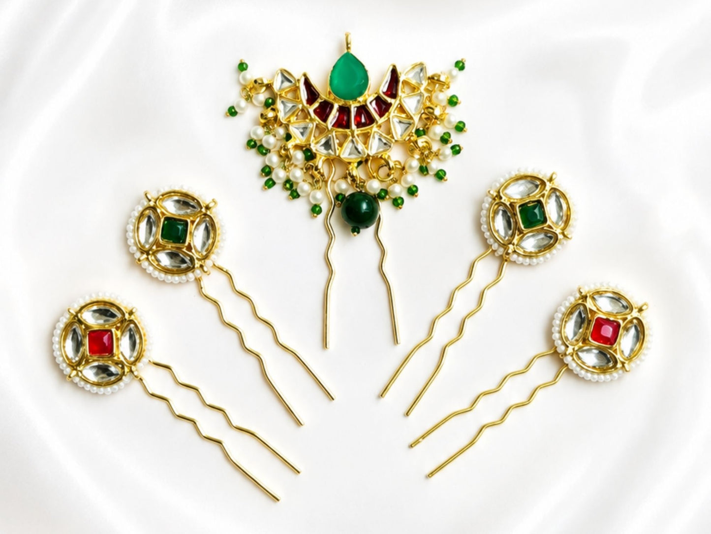 VIANA JEWELS Kesh Qala Polki Bridal Hair Pin For Women
