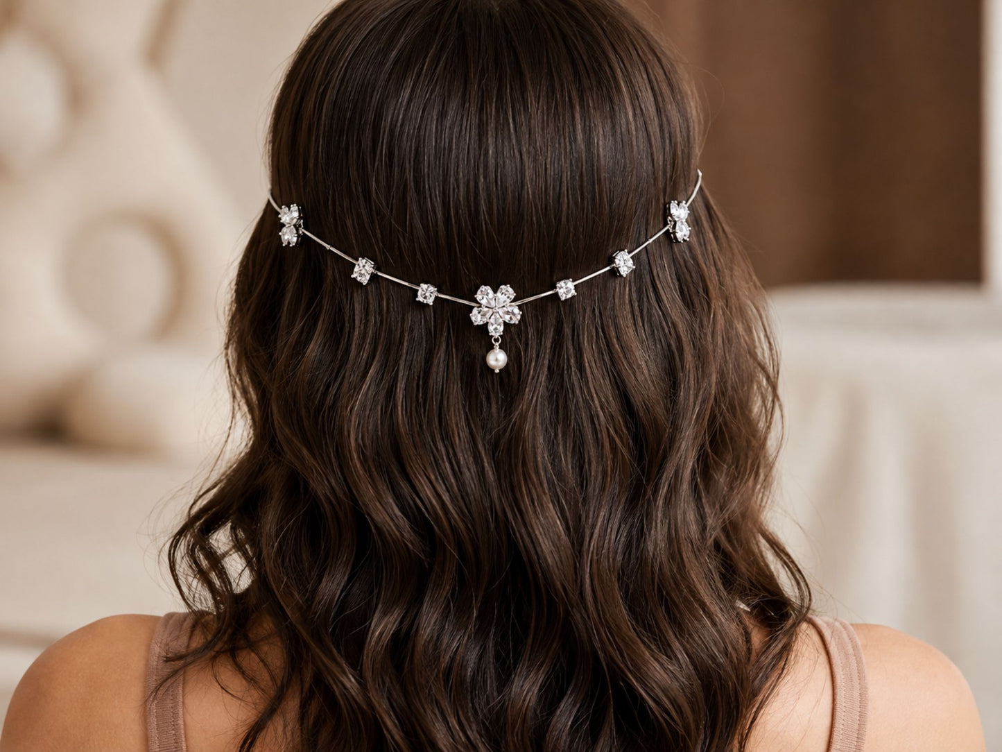VIANA JEWELS Vogue Tiara Editorial Back Hair Crown For Women