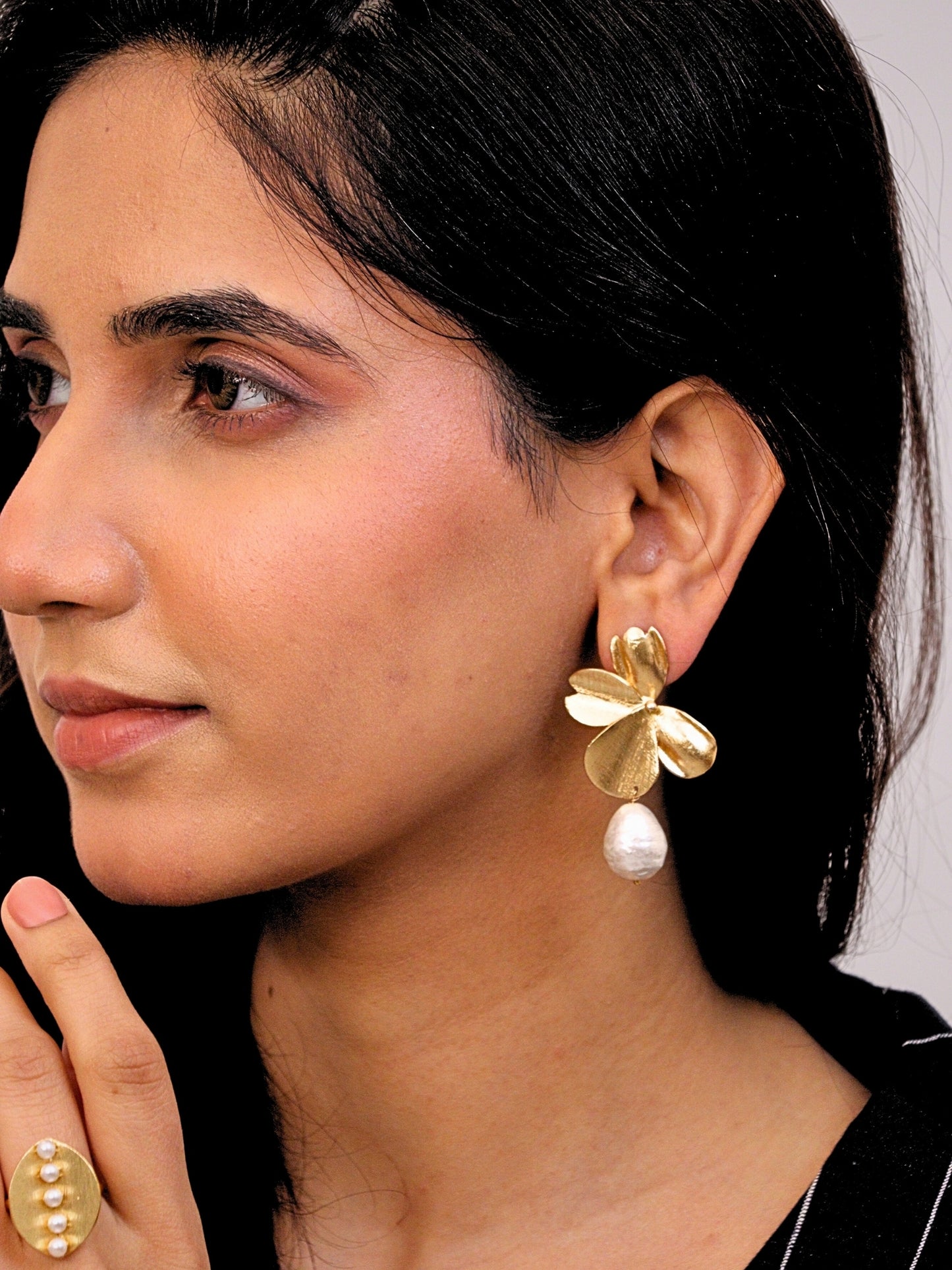 Viana Jewels Mehr Brass Earrings for Women 18K Gold Plated Handmade