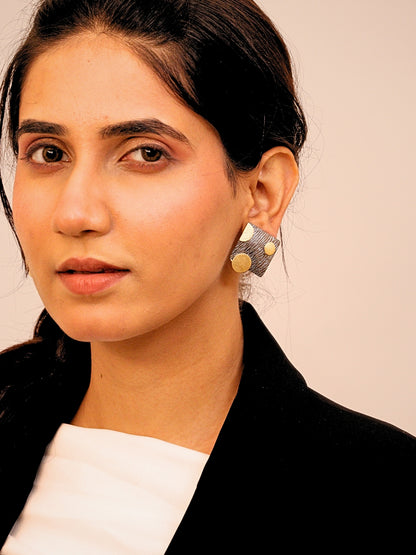 Viana Jewels Nyra Dual Tone Brass Earrings for Women 18K Gold Plated Handmade