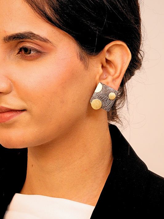 Viana Jewels Nyra Dual Tone Brass Earrings for Women 18K Gold Plated Handmade