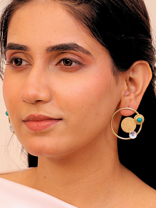 Viana Jewels Chandrika Brass Earrings for Women 18K Gold Plated Handmade