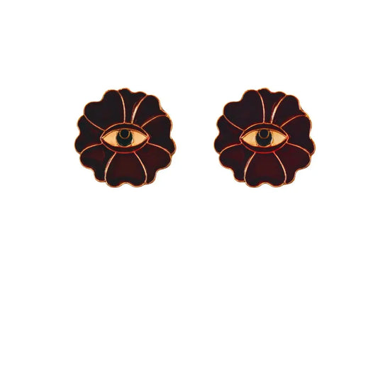 Maroon Evil Eye Stud