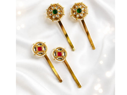 VIANA JEWELS Kesh Qala Jadau Bridal Hair Pin For Women