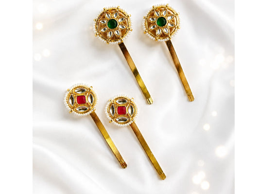 VIANA JEWELS Kesh Qala Jadau Bridal Hair Pin For Women