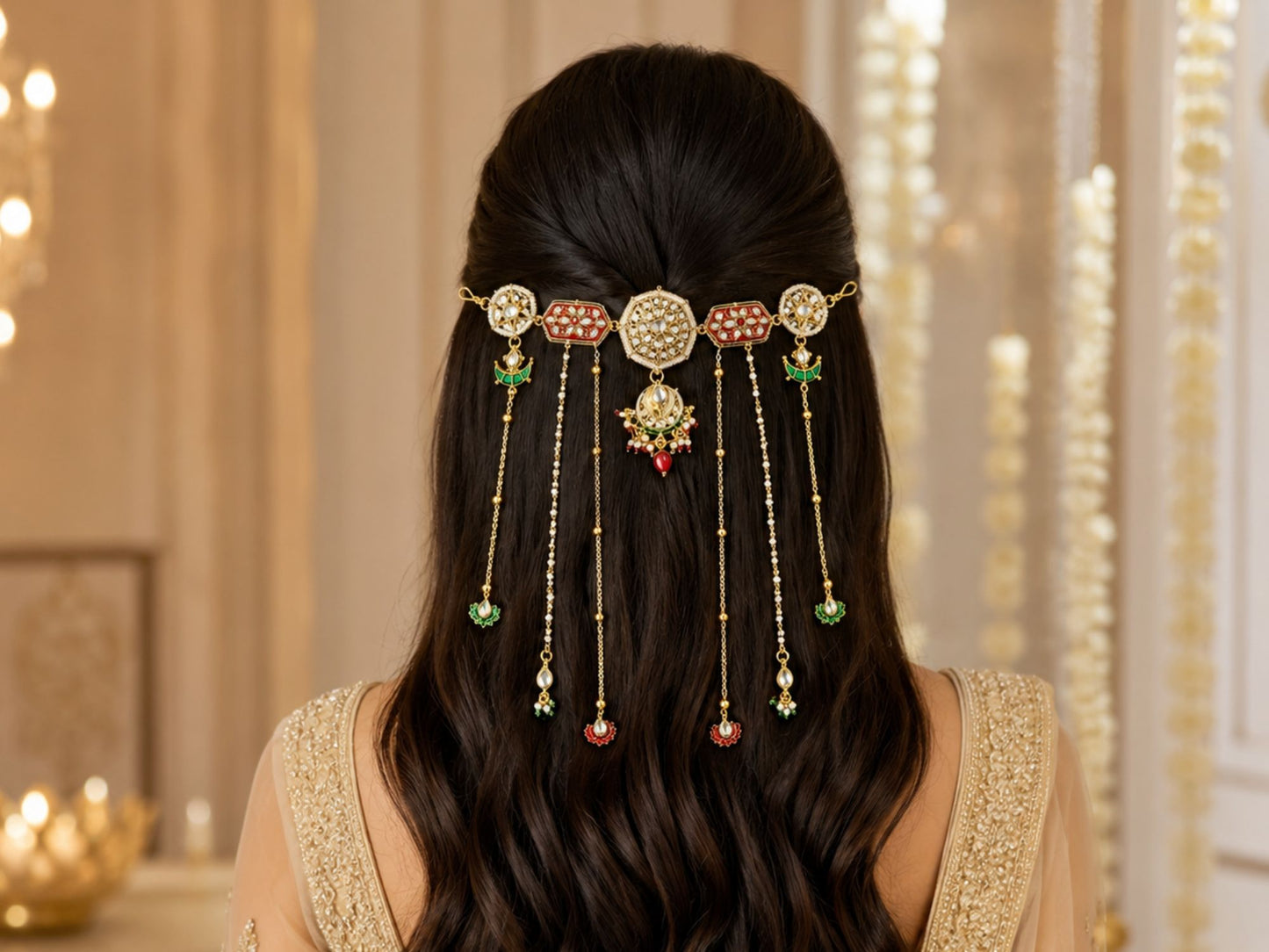 VIANA JEWELS Saundarya Vadhu Bridal Hair Chain For Women