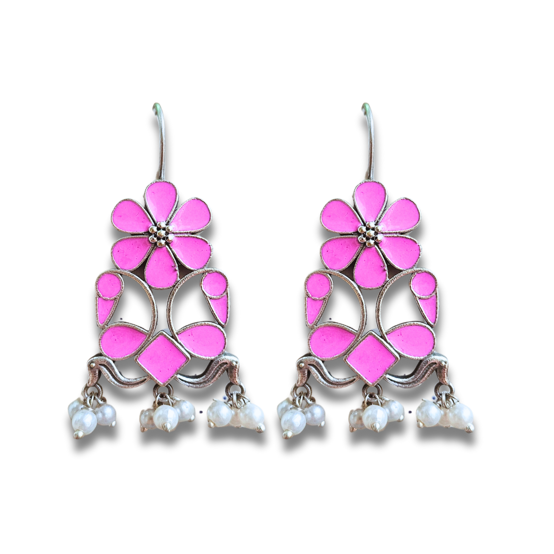 Meenakari Morni Hook Earring