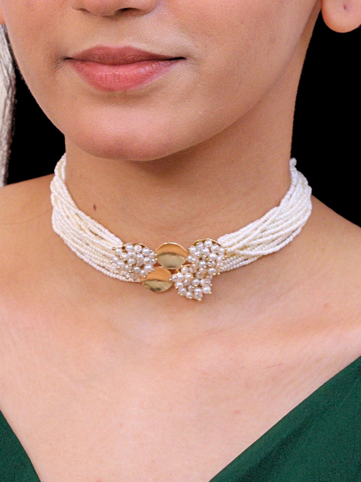 Viana Jewels Itihaas Pearl Choker for Women Brass 18K Gold Plated Handmade